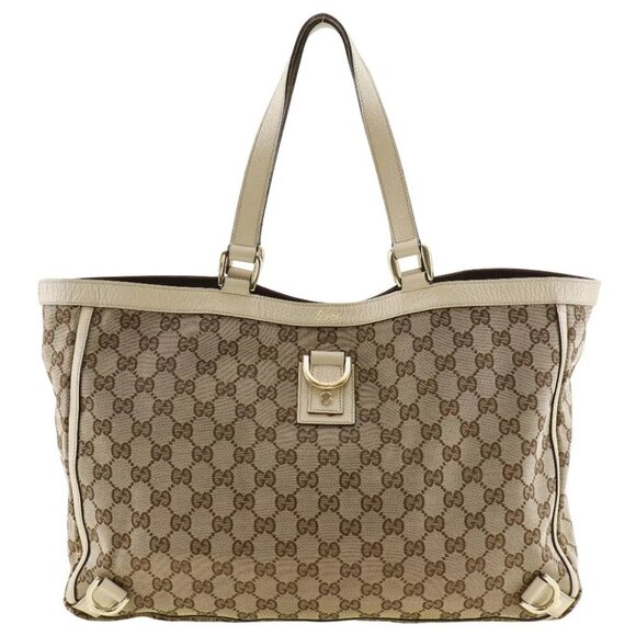 AUTHENTICITY GUARANTEED GUCCI Abbey Tote Bag Brown GG canvas Women